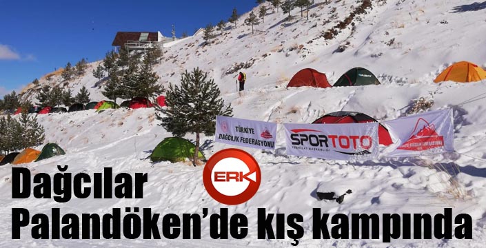 Dağcılar Palandöken’de kış kampında