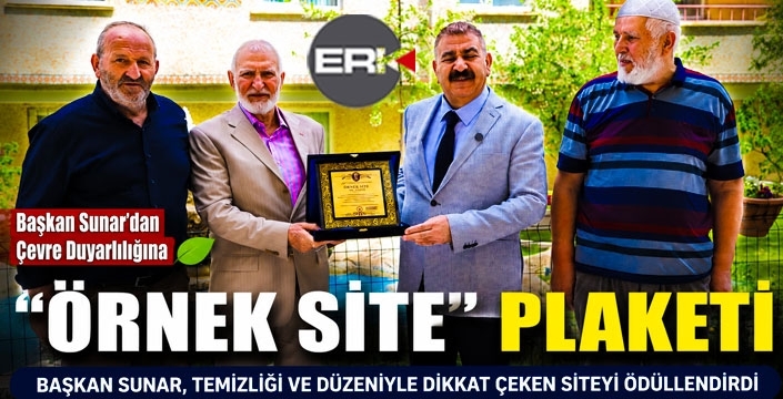 Başkan Sunar’dan çevre duyarlılığına “Örnek Site” Plaketi
